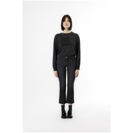 Cafe Noir DENIM CROPPED FLARE CON PERLE ALLE TASCHE - C7JJ0156