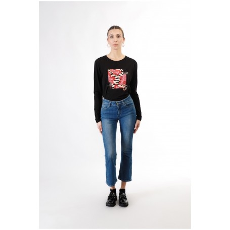 Cafe Noir DENIM CROPPED FLARE - C7JJ1027