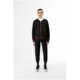 Cafe Noir MAGLIA FULL ZIP CON CAPPUCCIO E  LOGO JACQUARD - C7JM0213