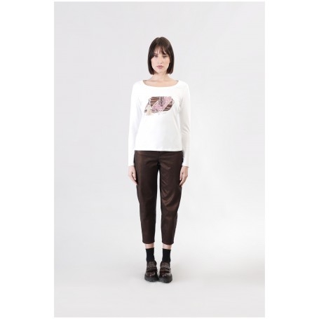 Cafe Noir TSHIRT MANICA LUNGA STAMPA BORSETTA - C7JT0193