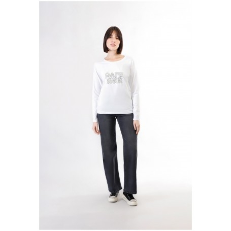 Cafe Noir TSHIRT MANICA LUNGA CON LOGO DI STRAS - C7JT0199