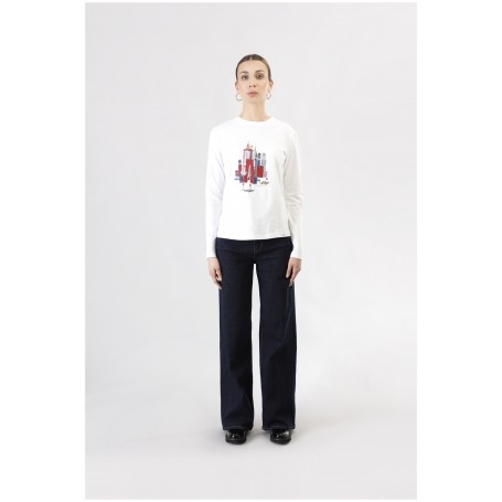 Cafe Noir TSHIRT MANICA LUNGA CON STAMPA NEW YORK - C7JT0205