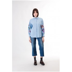 Cafe Noir CAMICIA IN POPELINE CON RICAMO PAILETTES - C7JC0149