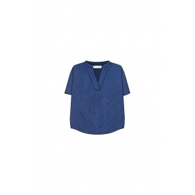 Cafe Noir BLUSA IN TENCEL DENIM CON SCOLLATURA A V - C7JC0169