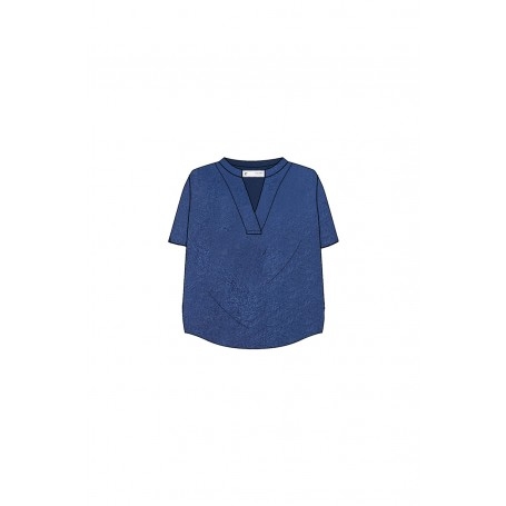 Cafe Noir BLUSA IN TENCEL DENIM CON SCOLLATURA A V - C7JC0169