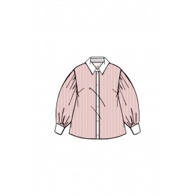 Cafe Noir CAMICIA RIGATA  CON MANICHE INCRESPATE - C7JC0173