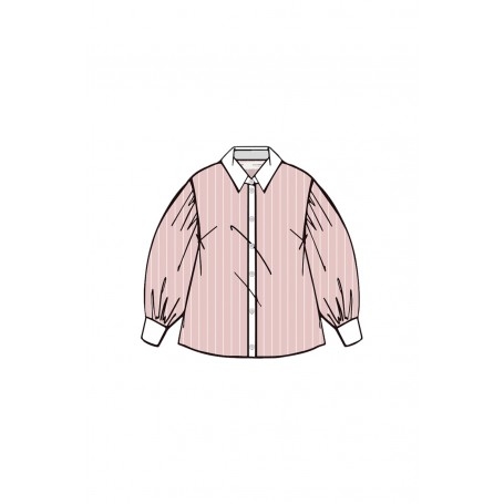 Cafe Noir CAMICIA RIGATA  CON MANICHE INCRESPATE - C7JC0173