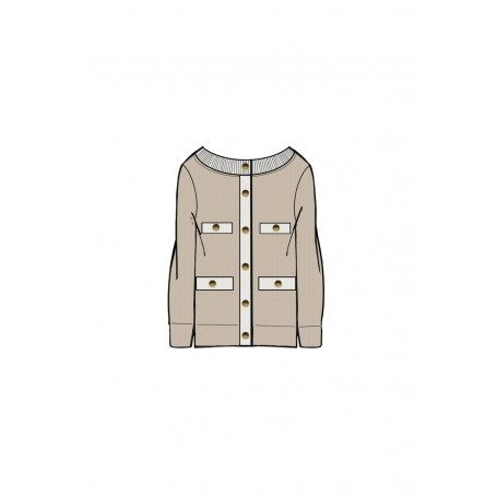 Cafe Noir CARDIGAN CON RIFINITURE A CONTRASTO COLORE - C7JM0263