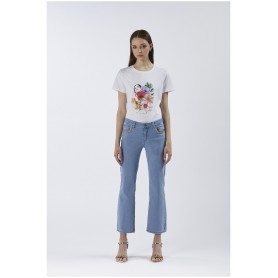 Cafe Noir PANTALONE  BOOTCUT CON APPLICAZIONE CATENA GIOELLO - C7JJ0146