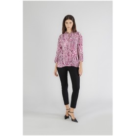 Cafe Noir CAMICIA CON MANICHE  A SBUFFO IN MAROCAIN STAMPATO - C7JC0194