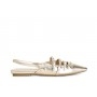 Cafe Noir BALLERINA APERTA DIETRO IN PELLE LAMINATA CON BORCHIE E STRASS - C1ED4012