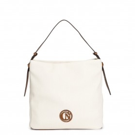 Cafe Noir BORSA A MANO IN MATERIALE EFFETTO CANVAS, LOGO, MANICI E RIFINITURE A CONTRASTO, - C3NQ0836