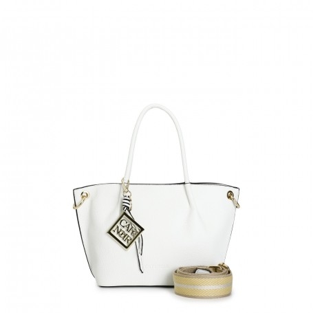 Cafe Noir TOTE IN MATERIALE CON GRANA, TRACOLLA REMOVIBILE IN NASTRO E CHARM IN METALLO - C3YE0807