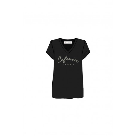 Cafe Noir T SHIRT SCOLLO A V CON LOGO - C7JT0227