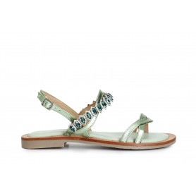 Cafe Noir SANDALO DOPPIA FASCIA IN PELLE LAMINATACON ACCESSORIO STRASS - C1GE2011