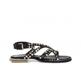 Cafe Noir SANDALO ASIMMETRICO IN PELLE CON BORCHIE MULTICOLOR - C1GF2102