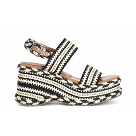 Cafe Noir SANDALO ZEPPA DOPPIA FASCIA IN TESSUTO - C1HF9005