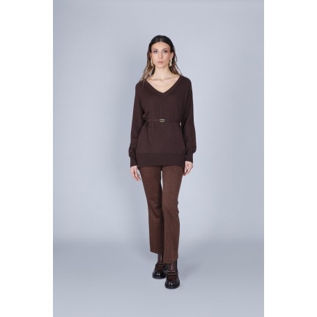 Cafe Noir MAGLIA COLLO A V CON CINTURA - C7JM0277