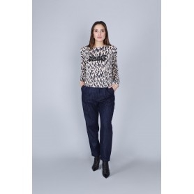 Cafe Noir MAGLIA GIROCOLLO STAMPATA CON STRAS - C7JM0268