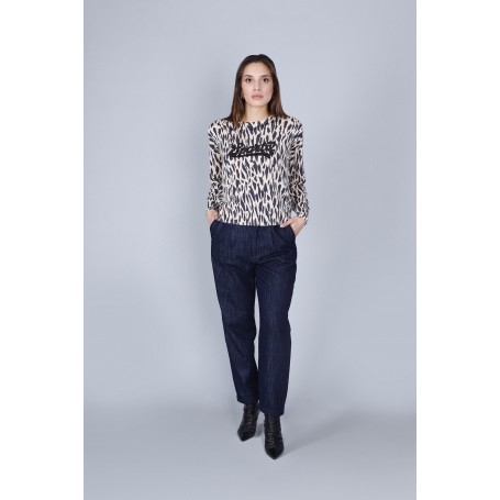 Cafe Noir MAGLIA GIROCOLLO STAMPATA CON STRAS - C7JM0268
