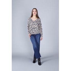 Cafe Noir MAGLIA STAMPATA CON SCOLLATURA A V - C7JM0269