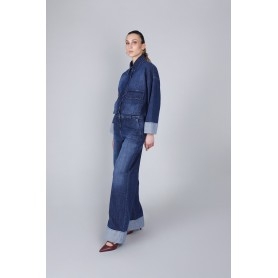 Cafe Noir DENIM WIDE LEG CON STRAS DAVANTI - C7JJ0182