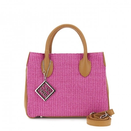 Cafe Noir BAULETTO IN RAFFIA ,CON RIFINITURE IN PELLE E CIONDOLO - C3XH0004