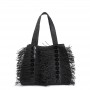 Cafe Noir shopping in raffia con applicazione di bottoni e frange - C3JV0083