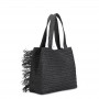 Cafe Noir shopping in raffia con applicazione di bottoni e frange - C3JV0083