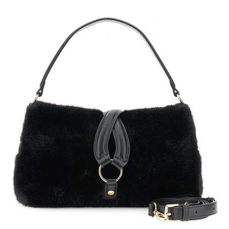 Cafe Noir BORSA A SPALLA IN PELLICCIA SINTETICA CON BACCELLO E ANELLO. - C3JB0020
