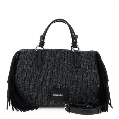 Cafe Noir BORSA CON MANICI IN MAGLIA CON FRANGE DI LANA LATERALI - C3NO0924