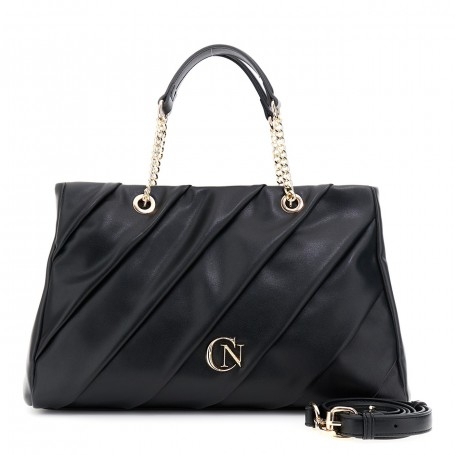 Cafe Noir SHOPPING IN SINTETICO EFFETTO PELLE LISCIO CON PLISSETTATURA,MANICI CON CATENA - C3WD0908
