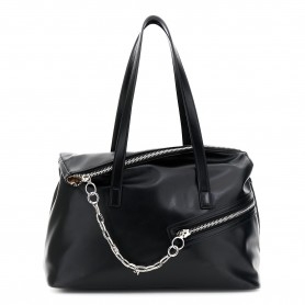 Cafe Noir SHOPPING IN SINTETICO EFFETTO PELLE LISCIA CON ZIP IN METALLO E CATENA - C3WH0920