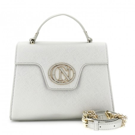 Cafe Noir BORSA A MANO CON PATTINA IN SAFFIANO CON LOGO OVALE  SMALTATO IN TONO - C3TA0701
