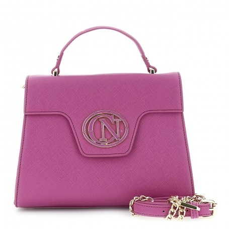 Cafe Noir BORSA A MANO CON PATTINA IN SAFFIANO CON LOGO OVALE  SMALTATO IN TONO - C3TA0701