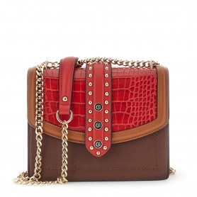 Cafe Noir MINIBAG IN MIX DI MATERIALI CON PATTINA, PASSANTE CON RIVETTI SMALTATI, TRACOLLA - C3TD0706