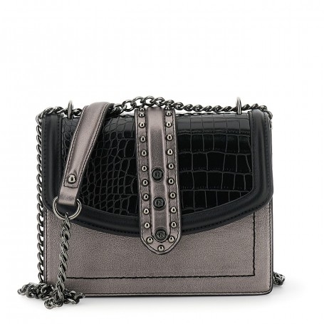 Cafe Noir MINIBAG IN MIX DI MATERIALI CON PATTINA, PASSANTE CON RIVETTI SMALTATI, TRACOLLA - C3TD0706