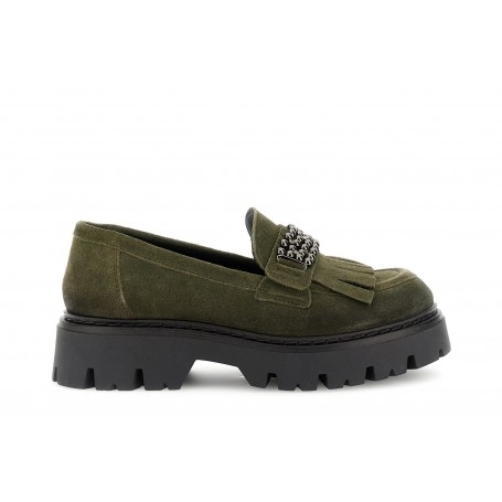 Cafe Noir MOCASSINO CON FRANGIA E ACCESSORIO IN PELLE SCAMOSCIATA - C1FC6005