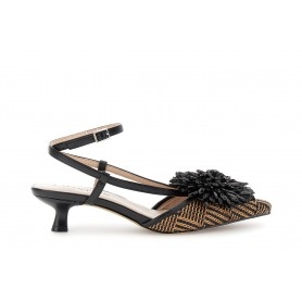 Cafe Noir DECOLLETE' CON LACCIO TOMAIA EFFETTO RAFFIA E ACCESSORIO FIORE - C1EH9004