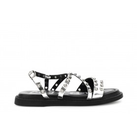 Cafe Noir SANDALO IN PELLE LAMINATA ASIMMETRICO CON BORCHIE - C1FB4015