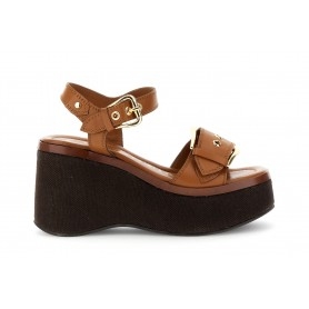 Cafe Noir SANDALO IN PELLE DOPPIA FIBBIA CON ZEPPA - C1GE1021