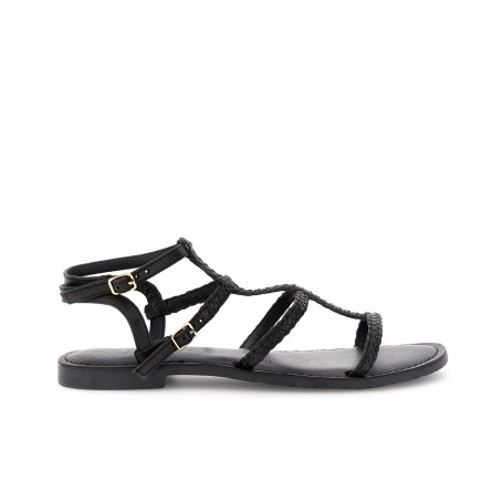 Cafe Noir SANDALO IN PELLE CON RICAMO A TRECCIA - C1XB1704