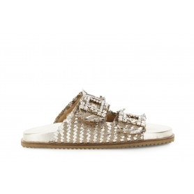 Cafe Noir CIABATTA IN PELLE SCAMOSCIATA E LAMINATA CON FIBBIE GIOIELLO - C1XM6900