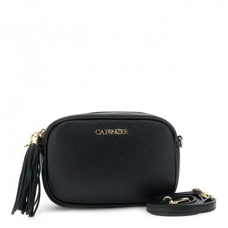 Cafe Noir CAMERA BAG IN PELLE MARTELLATA, TRACOLLA CON MOSCHETTONI E NAPPINA - C3XH0040