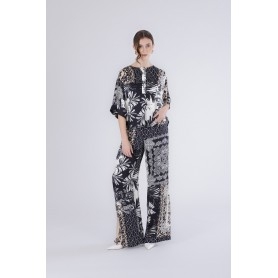 Cafe Noir BLUSA STAMPATA CON CHAIN ALLE MANICHE - C7JC0247