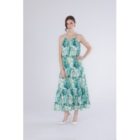 Cafe Noir ABITO LUNGO CON BRETELLE SOTTILI IN  MUSSOLA STAMPATA - C7JA0297