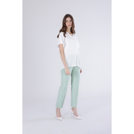 Cafe Noir BLUSA MANICA CORTA A KIMONO CON RIFINITURE IN RASO - C7JC0251