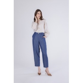 Cafe Noir PANTALONE COCOON IN TENCEL DENIM - C7JP0301