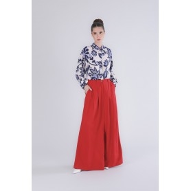 Cafe Noir PANTALONE PALAZZO  CON PINCES IN MISTOLINO - C7JP0307