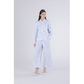 Cafe Noir CAMICIA OVER IN  POPELINE RIGATO E RICAMATO - C7JC0220